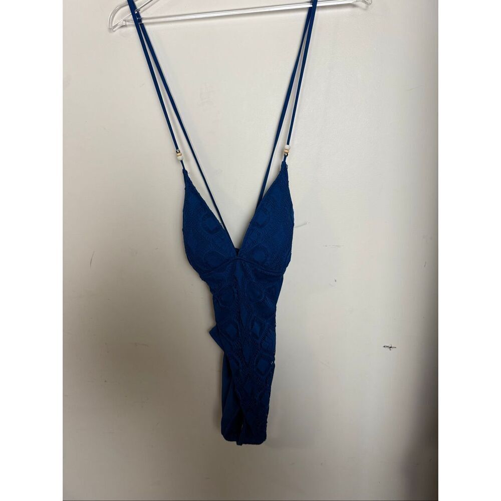 Ralph Lauren Crochet Indigo One Piece Swimsuit Size Large NWT Swimwear Resort